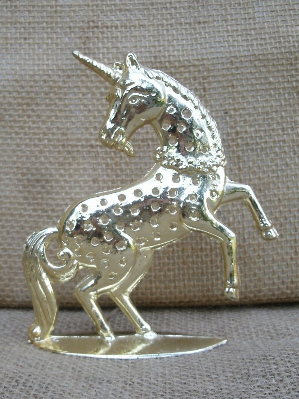 Vintage Goldtone Metal Unicorn Earring Holder